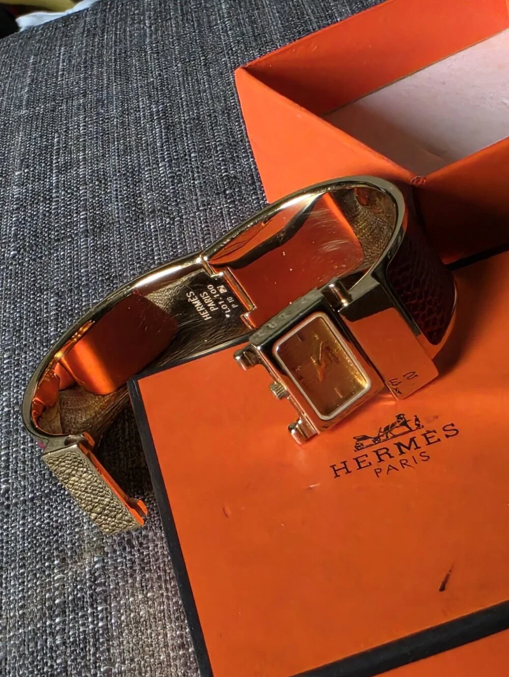 Authentic Hermes Loquet Bangle Bracelet Watch